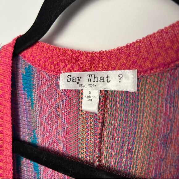 ⚪️ Say What? Pink and Blue Shrug with Fringe Detail - Picture 3 of 8